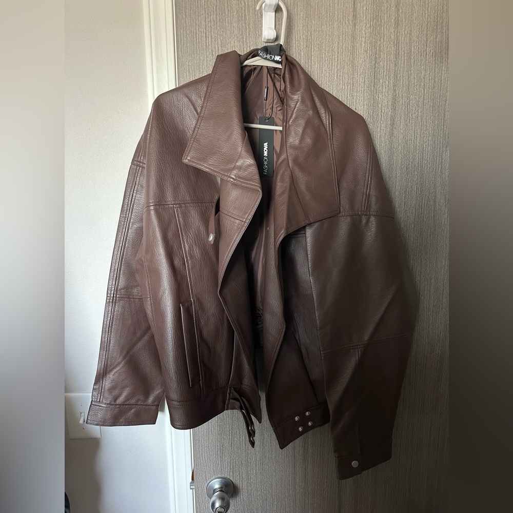 Brown leather jacket